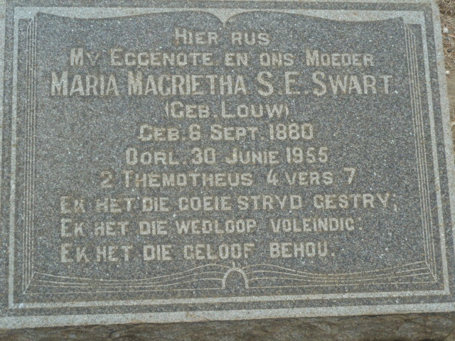 SWART Maria Magrietha S.E. nee LOUW 1880-1955