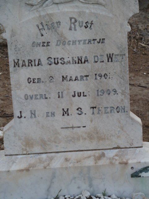 THERON Maria Susanna de Wet 1901-1909