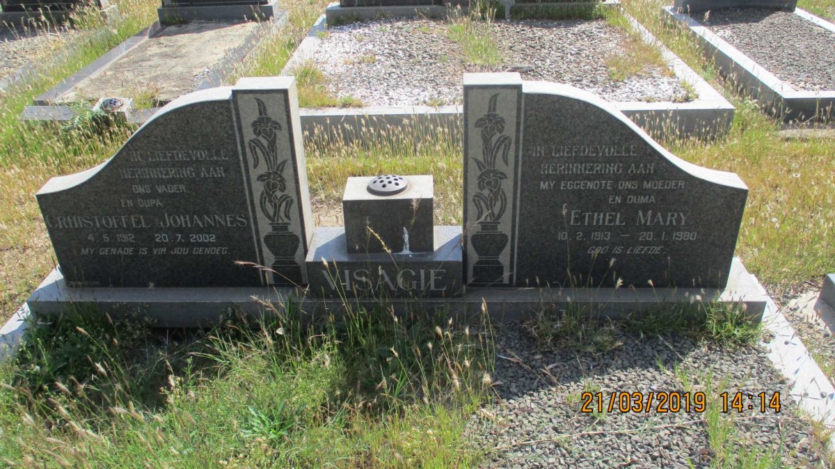 VISAGIE Christoffel Johannes 1912-2002 & Ethel Mary 1913-1980