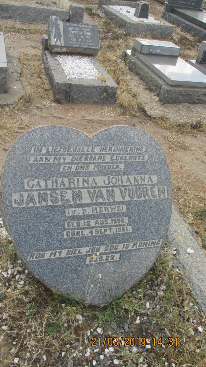 VUUREN Catharina Johanna, Jansen van nee v.d. MERWE 1858-1951