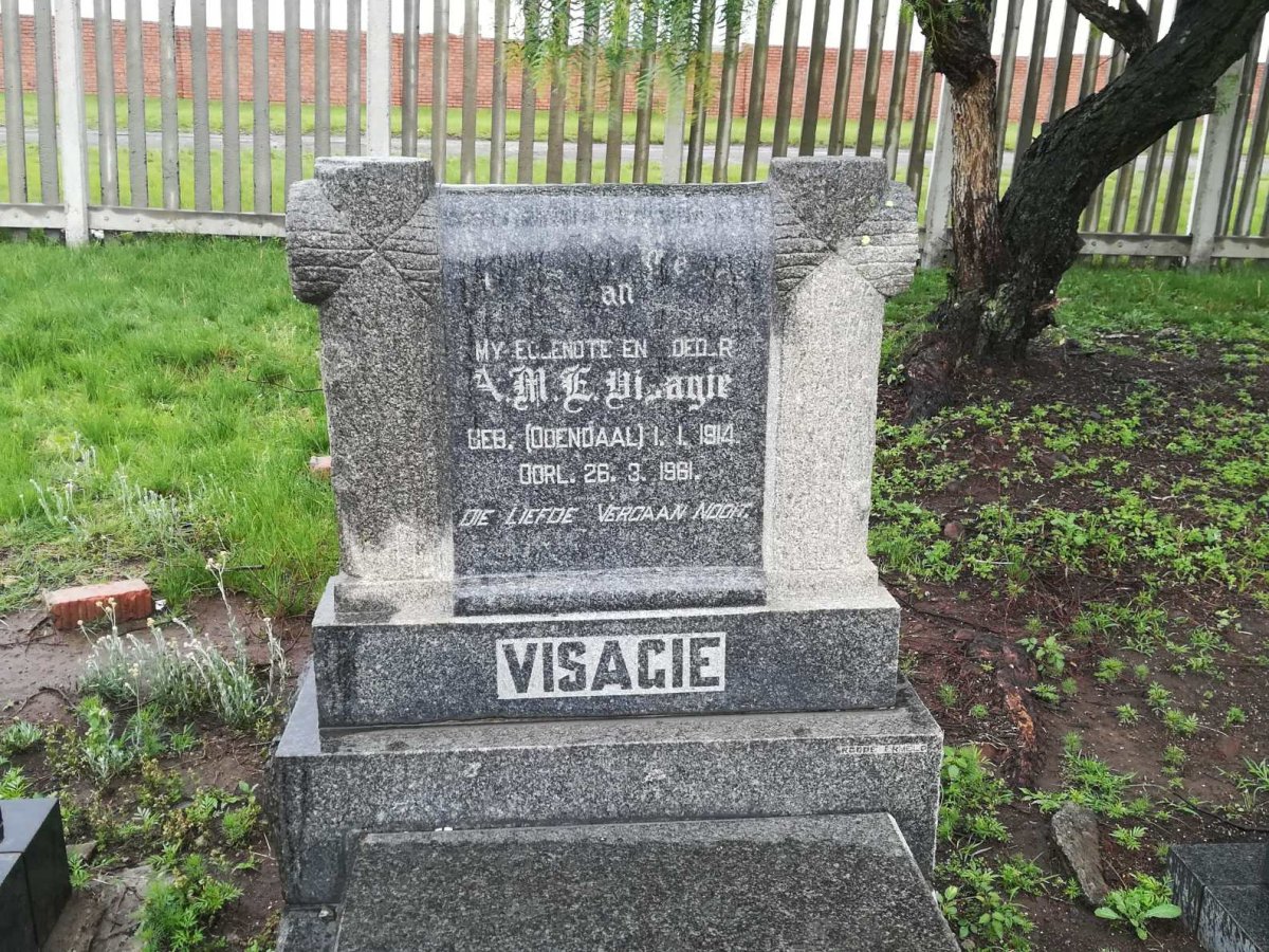 VISAGIE A.M.E. nee ODENDAAL 1914-1961