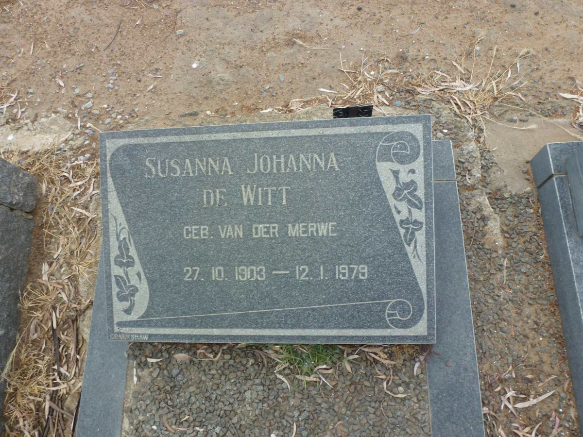 WITT Susanna Johanna, de nee VAN DER MERWE 1903-1979