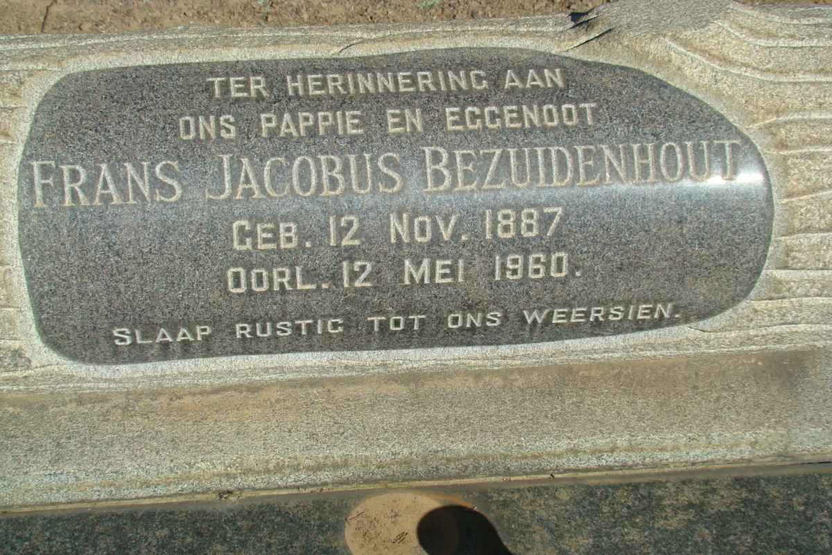 BEZUIDENHOUT Frans Jacobus 1887-1960