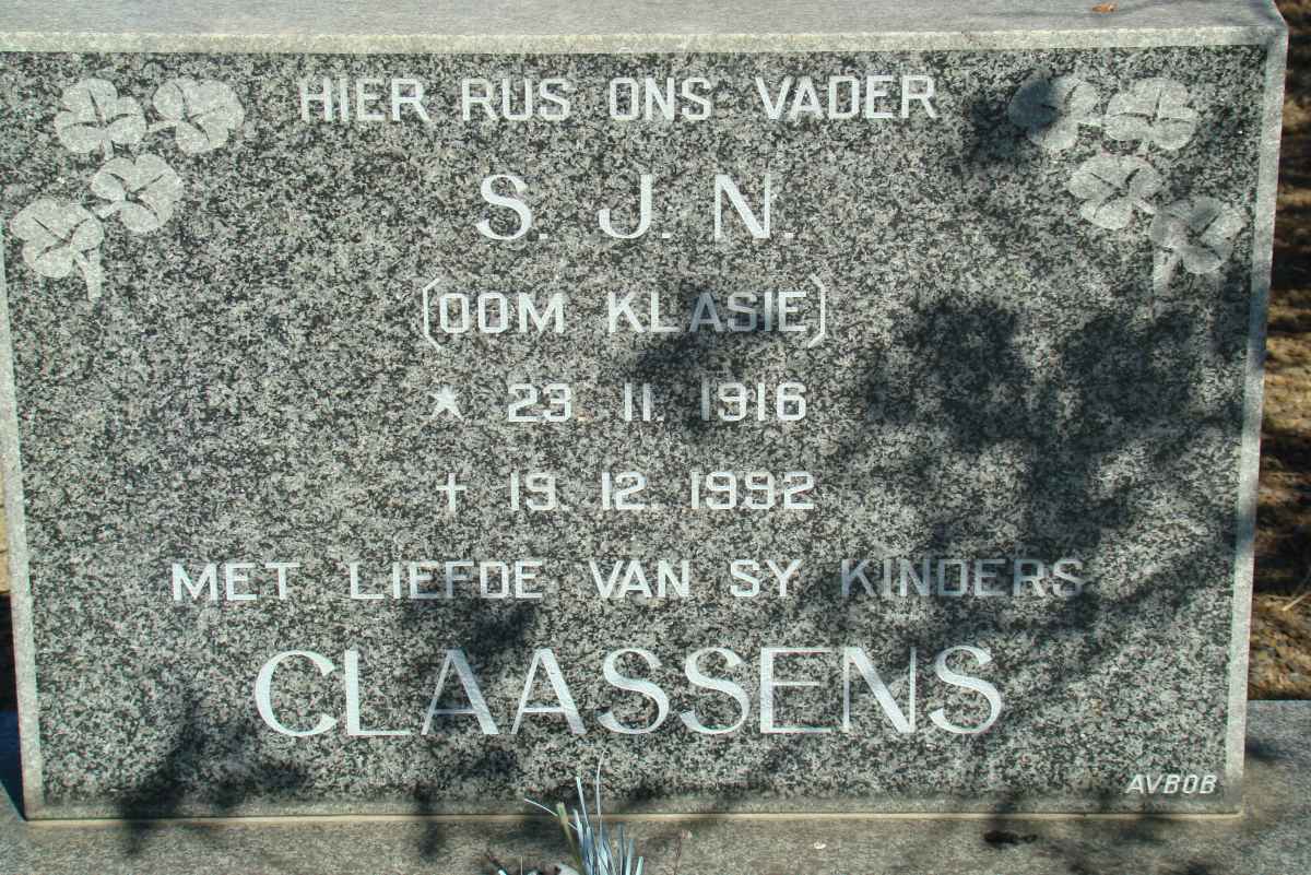 CLAASSENS S.J.N. 1916-1992