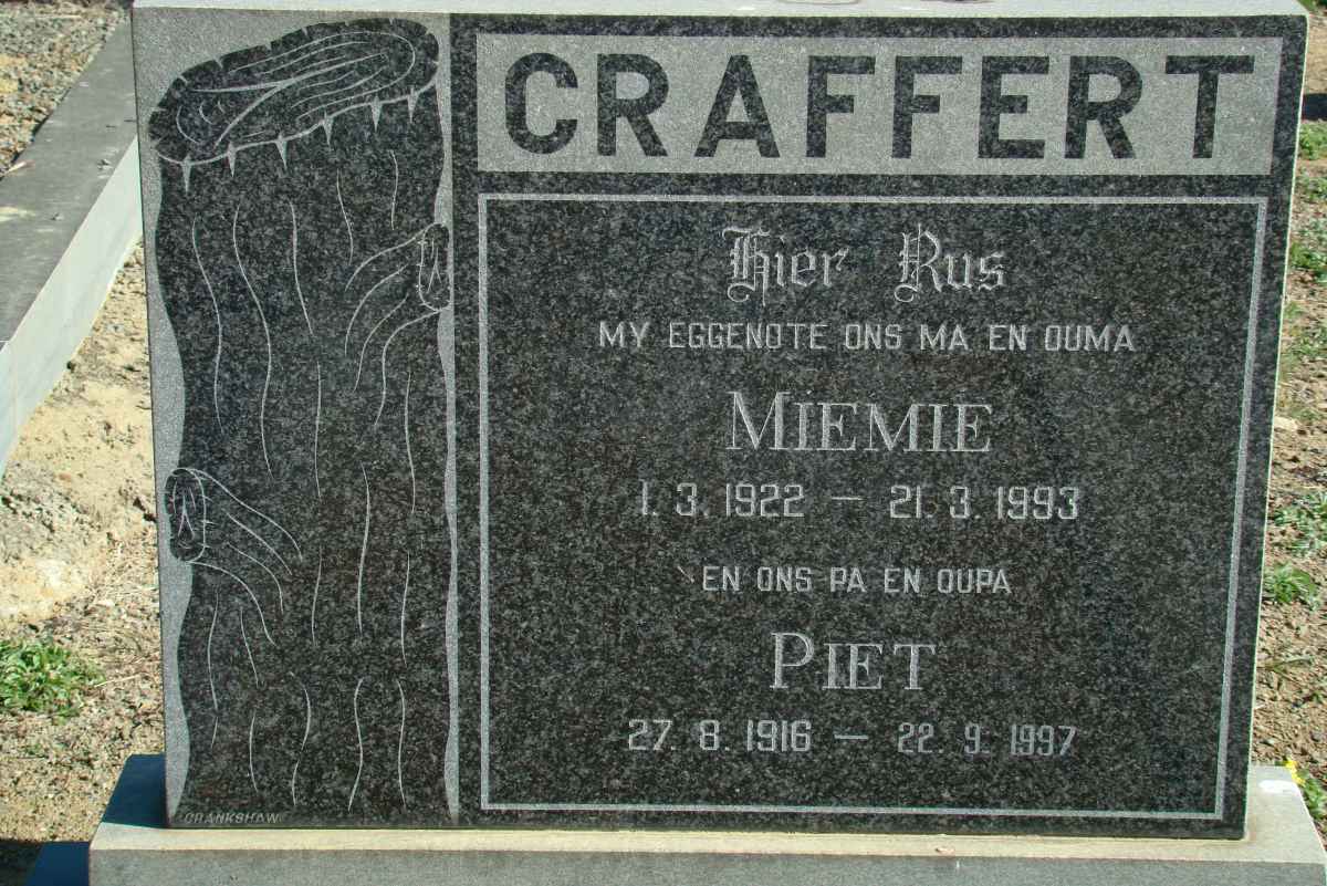 CRAFFERT Piet 1916-1997 &amp; Miemie 1922-1993