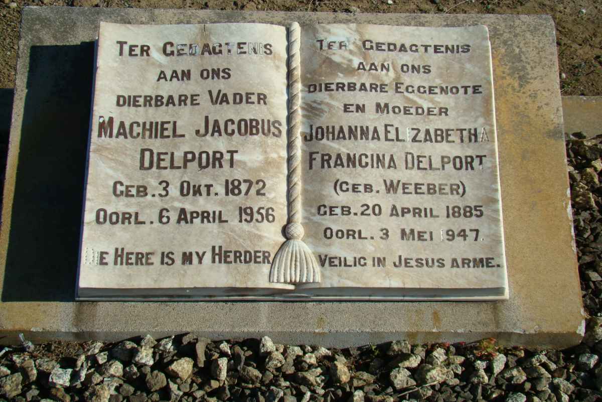 DELPORT Machiel Jacobus 1872-1956 &amp; Johanna Elizabeth Francina WEEBER 1885-1947