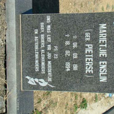 ENSLIN Marietjie nee PIETERSE 1911-1994