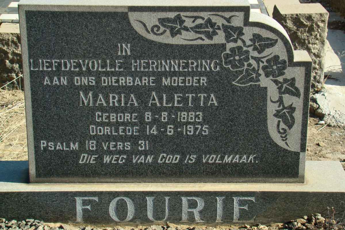 FOURIE Maria Aletta 1883-1975