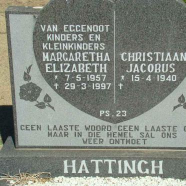 HATTINGH Christiaan Jacobus 1940-  &amp; Margaretha Elizabeth 1957-1997