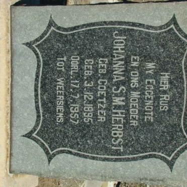 HERBST Johanna S.M. nee COETZER 1895-1957