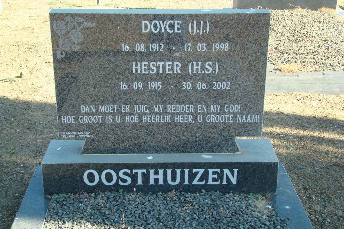 OOSTHUIZEN J.J. 1912-1998 &amp; H.S. 1915-2002