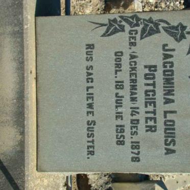 POTGIETER Jacomina Louisa nee ACKERMAN 1878-1958