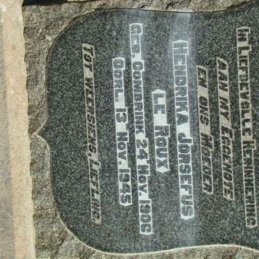 ROUX Hendrika Jorsefus, le nee COMBRINK 1906-1945