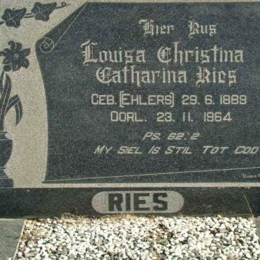 RIES Louisa Christina Catharina nee EHLERS 1889-1964