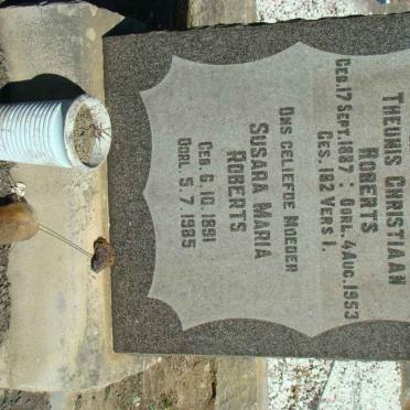 ROBERTS Theunis Christiaan 1887-1953 &amp; Susara Maria 1891-1985