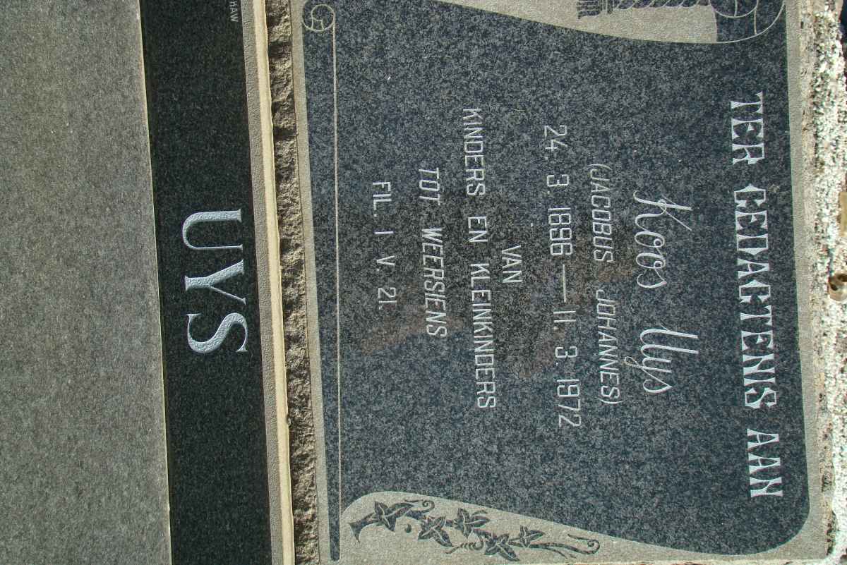 UYS Jacobus Johannes 1896-1972