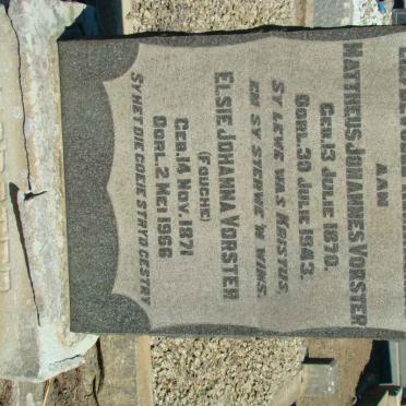 VORSTER Mattheus Johannes 1870-1943 &amp; Elsie Johanna FOUCHE 1871-1966