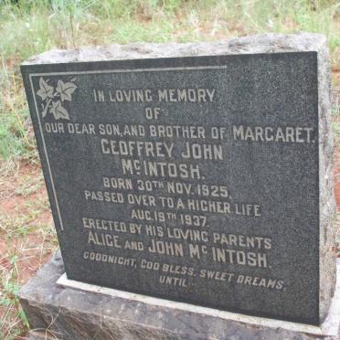 McINTOSH Geoffrey John 1925-1937