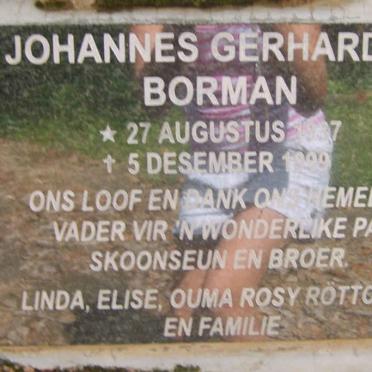 BORMAN Johannes Gerhardus 1937-1999