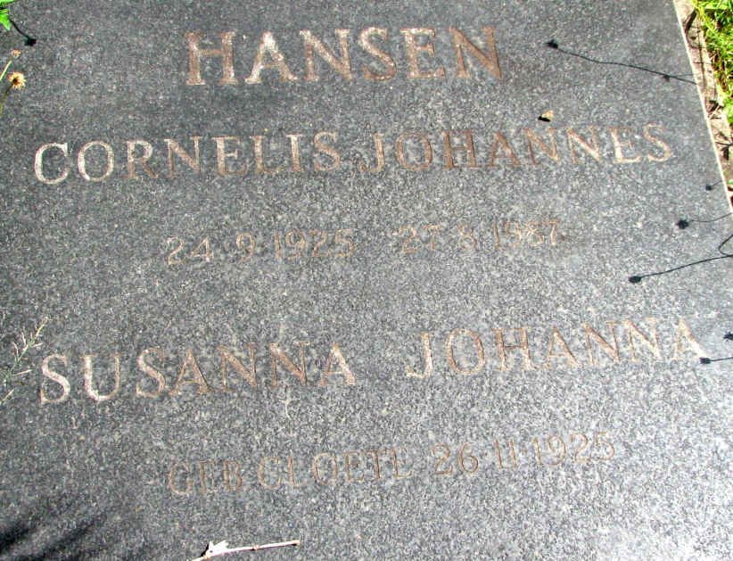HANSEN Cornelis Johannes 1925-1987 &amp; Susanna Johanna CLOETE 1925-