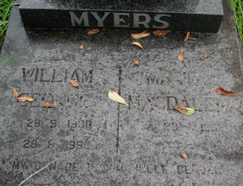 MYERS William George 1930-1990 &amp; M MACDALE 1932-