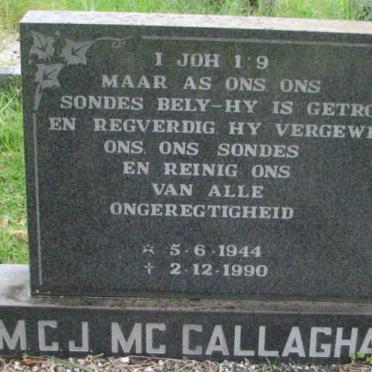Mc CALLAGHAN M.C.J. 1944-1990