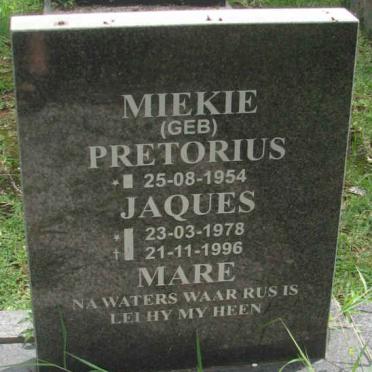 MARE Jaques 1978-1996 :: MARE Miekie nee PRETORIUS 1954-