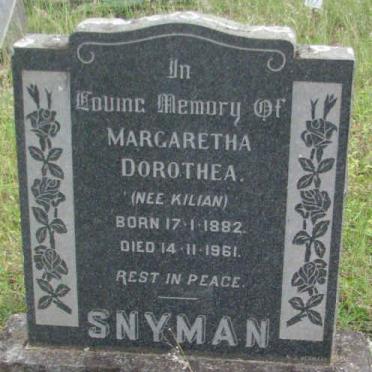 SNYMAN Margaretha Dorothea nee KILIAN 1882-1961