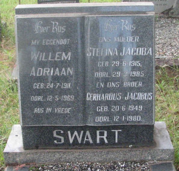 SWART Willem Adriaan 1911-1969 &amp; Stefina Jacoba 1915-1985 :: SWART Gerhardus Jacobus 1949-1980