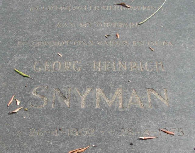 SNYMAN Georg Heinrich 1902-1975