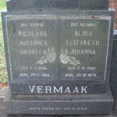 VERMAAK Nicolaas Johannes Grobler 1904-1969 &amp; Alida Elizabeth Johanna 1908-1978