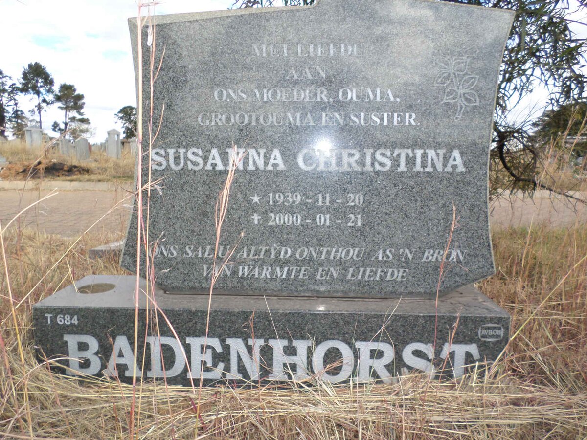 BADENHORST Susanna Christina 1939-2000