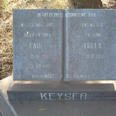 KEYSER Paul 1931-1991 &amp; Lolla 1931-