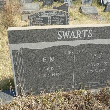 SWARTS E.M. 1900-1989 &amp; P.J. 1907-1989
