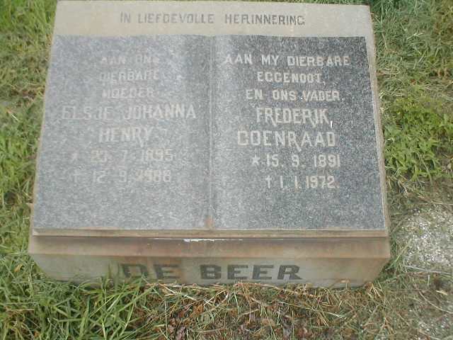 BEER Frederik Coenraad, de 1891-1972 &amp; Elsje Johanna HENRY 1895-1988