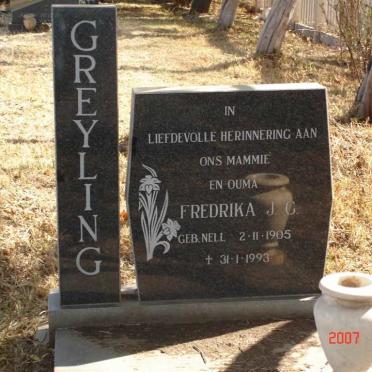 GREYLING Fredrika J.C. nee NELL 1905-1993