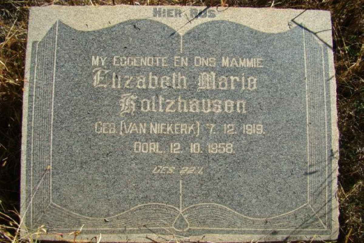 HOLTZHAUSEN Elizabeth Marie nee VAN NIEKERK 1919-1958