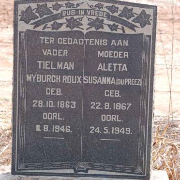 ROUX Tielman Myburgh 1863-1946 &amp; Aletta Susanna DU PREEZ 1867-1949