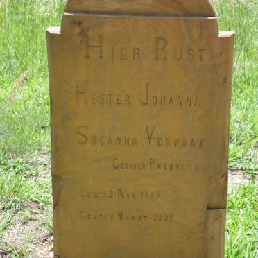 VERMAAK Hester Johanna Susanna nee PRINSLOO 1860-1902