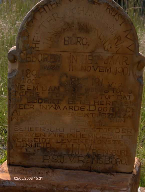 RENSBURG Hester Johanna Maria, Jansen van 1891-1901