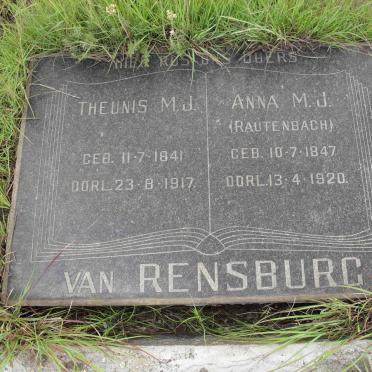 RENSBURG Theunis M.J., van 1841-1917 &amp; Anna M.J. RAUTENBACH 1847-1920