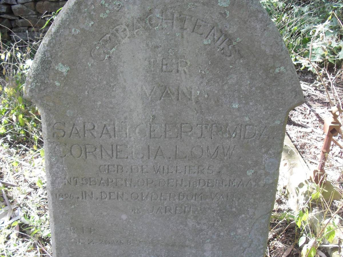 LOUW Sarah Geertruida Cornelia nee DE VILLIERS -1896