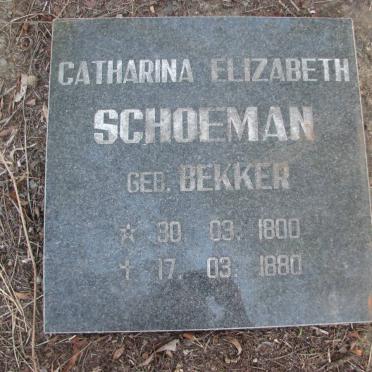 SCHOEMAN Catharina Elizabeth nee BEKKER 1800-1880