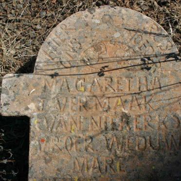 VERMAAK Margaretha J., formerly MARE, nee VAN NIEKERK 1858-1931