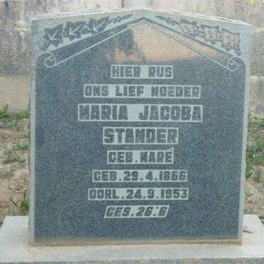 STANDER Maria Jacoba nee MARÉ 1866-1953 