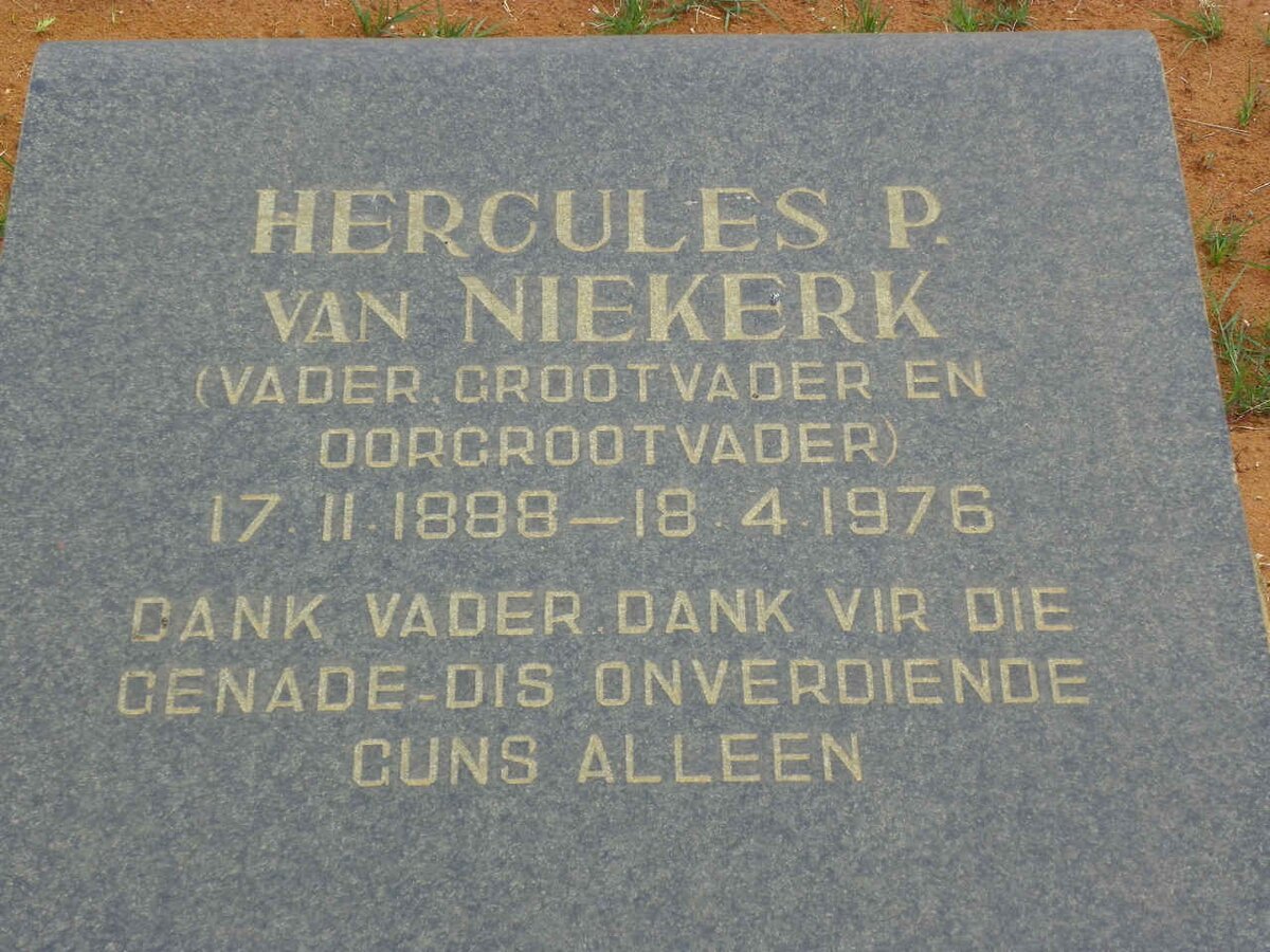 NIEKERK Hercules P., van 1888-1976