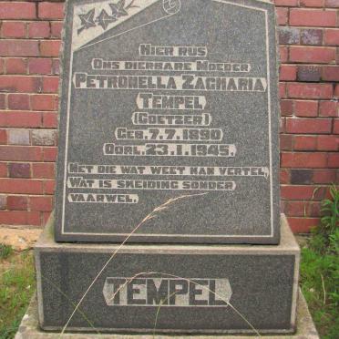 TEMPEL Petronella Zacharia nee COETZER 1890-1945
