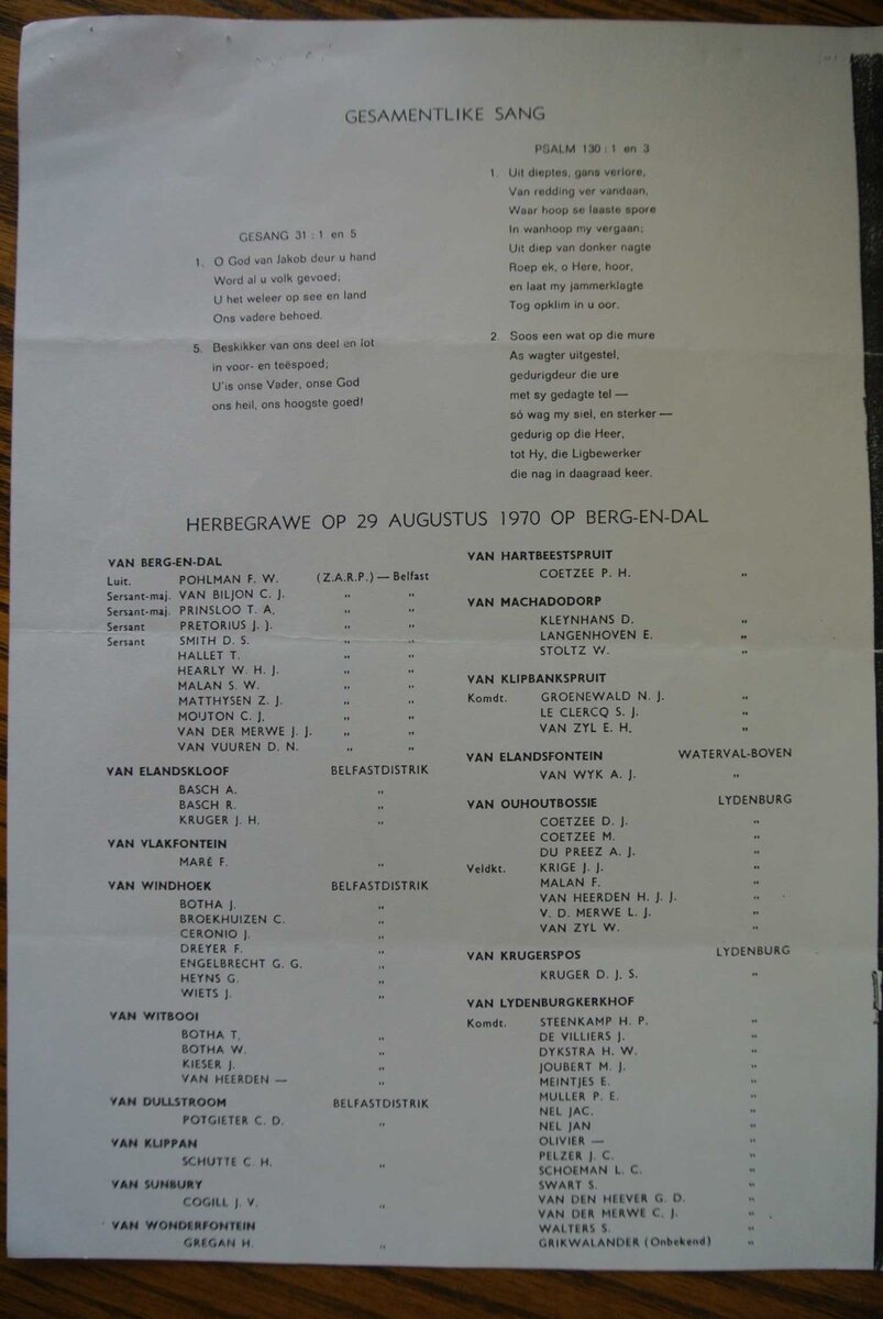 2. Herdenkingsprogram - Onthulling van Berg-en-Dalmonument