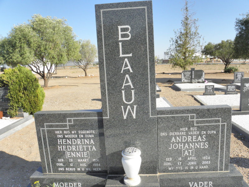 BLAAUW Andreas Johannes 1924-2003 &amp; Hendrina Hedriëtta 1931-1984