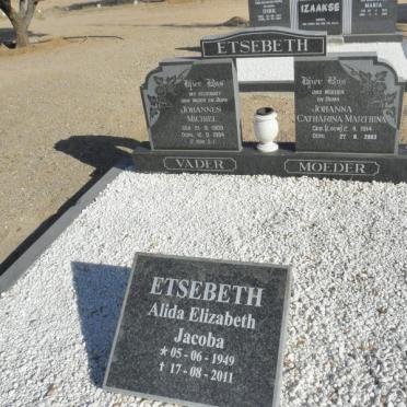 ETSEBETH Johannes Michiel 1909-1984 &amp; Johanna Catharina Marthina LOUW 1914-2003 :: ETSEBETH Alida Elizabeth Jacoba 1949-2011